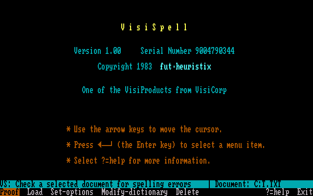 VisiSpell - Menu